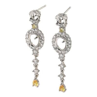 Rack Plating Brass with Cubic Zirconia Stud Earrings Finding