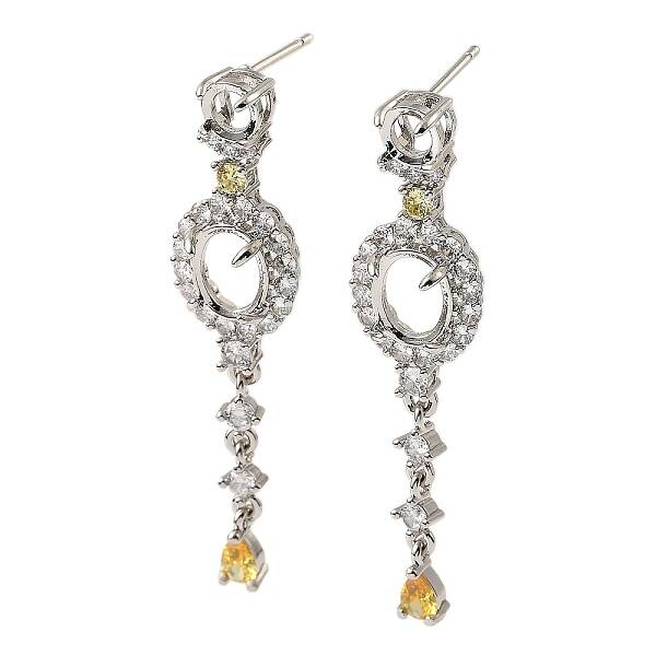 Rack Plating Brass with Cubic Zirconia Stud Earrings Finding
