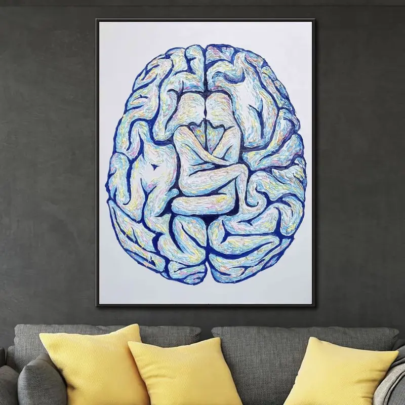 Large Abstract Oil Painting On Canvas Wall Art Brain Painting Medical Wall Art Original Painting Modern Art Hospital Office R...