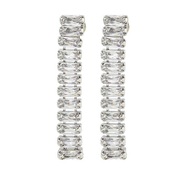 Brass Micro Pave Cubic Zirconia Stud Earrings