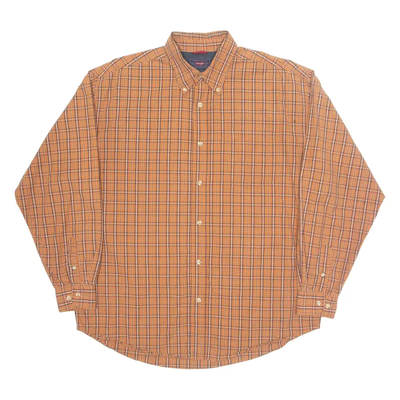 WRANGLER Mens Shirt Orange Check Long Sleeve L