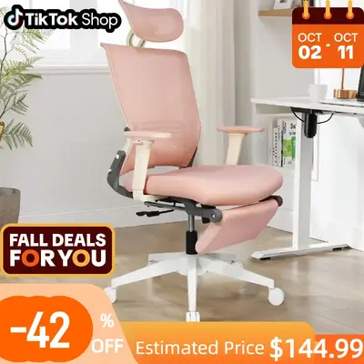 【TikTokShopfalldealsforyou】FlexiSpot Foldable Ergonomic Office Chair with Footrest | High-Back Computer Chair with 2D Hea...