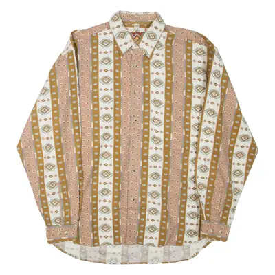 Mens Shirt Brown Striped Long Sleeve M