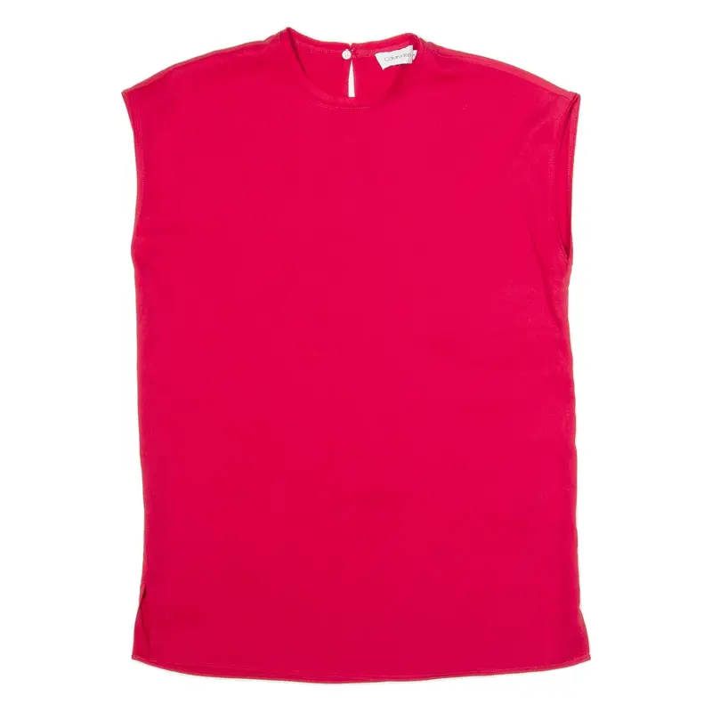 CALVIN KLEIN Womens Blouse Vest Red Sleeveless S