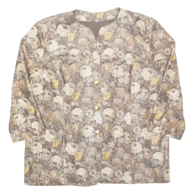 Glitter Womens Jacket Beige Floral L