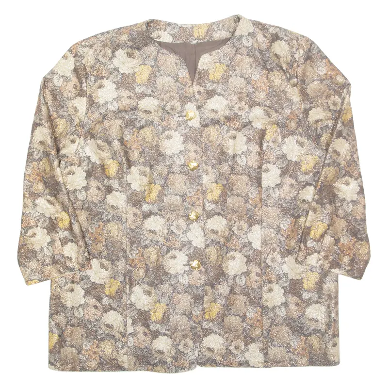 Glitter Womens Jacket Beige Floral L