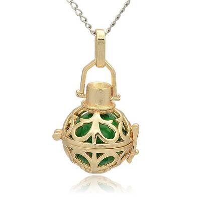 Golden Tone Brass Hollow Round Cage Pendants