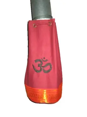 OMSutra Kids OM Yoga Mat Bag with Saree Lace | Color: Burgundy with Black OM