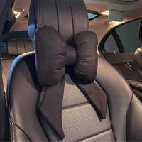 Car Neck Pillow, Car Lumbar Pillow, 1 Count Solid Color Bowknot Headrest & Lumbar Support, Car Interior Decoration, Cozy Cerv...