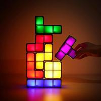 Valentine's Day gift-DIY Tetris Shaped Puzzle Stackable Retro Game Table Lamp Desk Lamp Bedroom Decoration, Children's Fun To...
