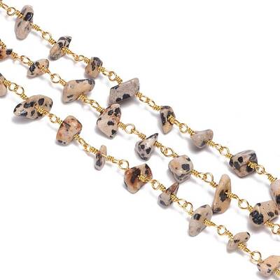 3.28 Feet Handmade Natural Dalmatian Jasper Beaded Chains