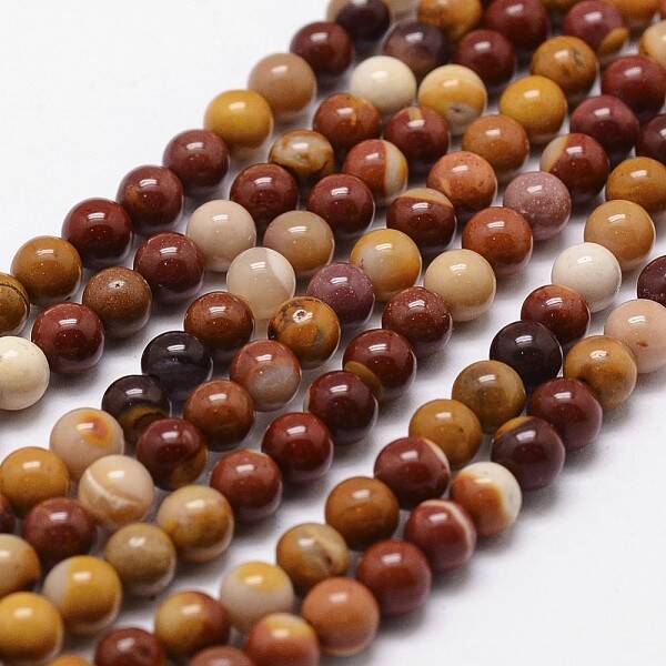 Natural Mookaite Round Bead Strands