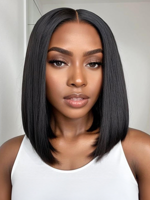 13X5 Lace Short Bob Wig Human Hair Super Natural Black Bob Wig 150% Density