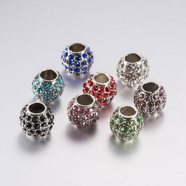 Alloy Rhinestone European Beads