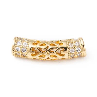Brass Micro Pave Cubic Zirconia Beads