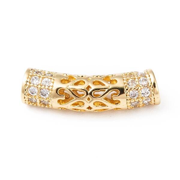 Brass Micro Pave Cubic Zirconia Beads