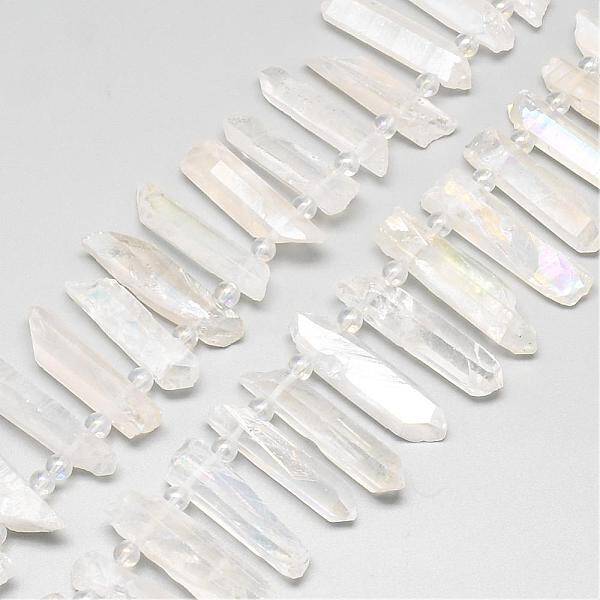 Plated Natural Quartz Crystal Beads Strands