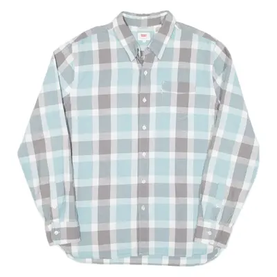 LEVI'S Mens Shirt Blue Check Long Sleeve L