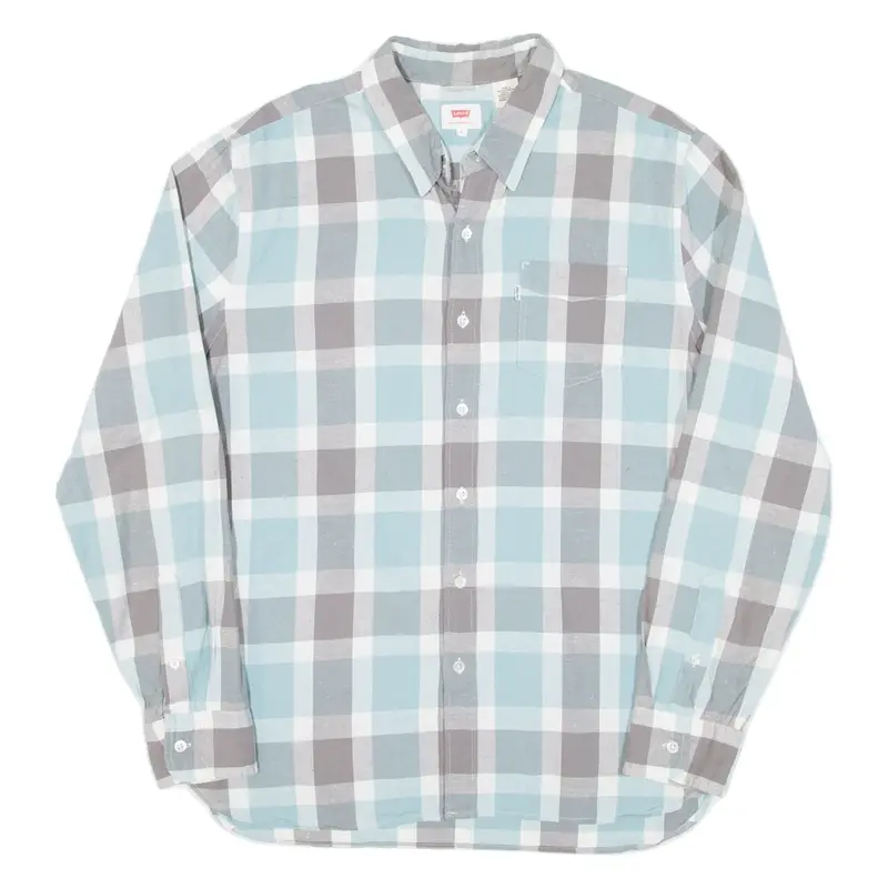LEVI'S Mens Shirt Blue Check Long Sleeve L