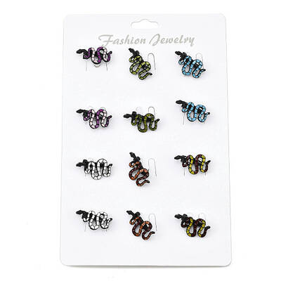 12Pcs 6 Colors Snake Enamel Pins