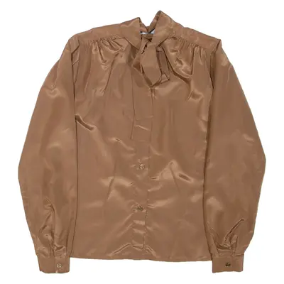 JULIETTA Womens Blouse Brown High Neck Long Sleeve L