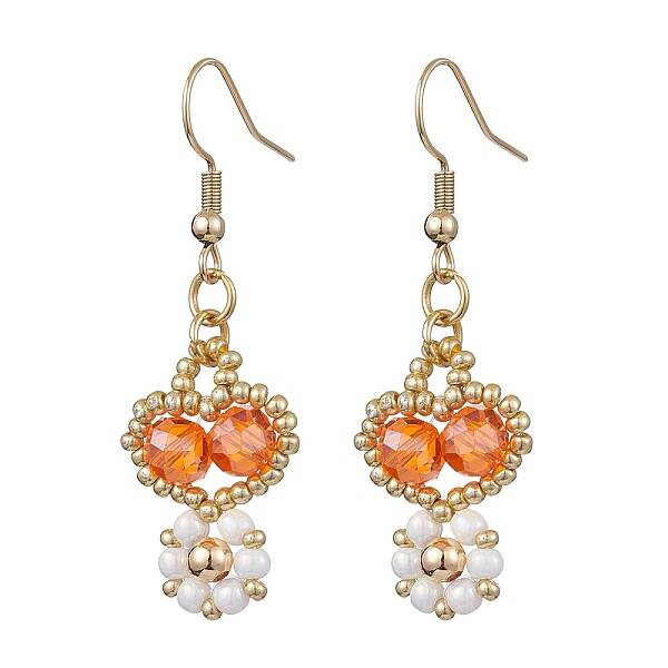 Handmade Glass Seed Beads Dangle Earrings