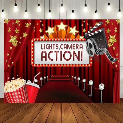 Aperturee Lights Camera Action Red Carpet Birthday Backdrop | Simple Backdrop For Birthday | Backdrop For Birthday Party | Cu...