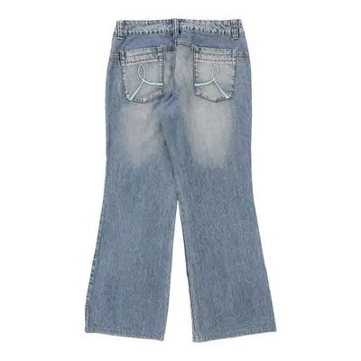 Rainbow Collection Boot Cut Jeans - 34W UK 14 Blue Cotton