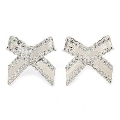 Bowknot Brass Micro Pave Cubic Zirconia Stud Earrings for Women