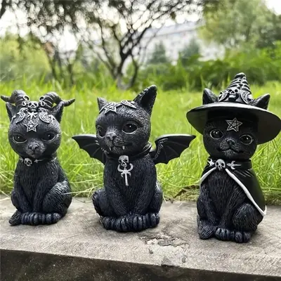 Cat Design Garden Decoration, 3 Counts/set Cute Cat Resin Ornament, Garden Decoration for Home Garden, Gift for Friend & Fami...