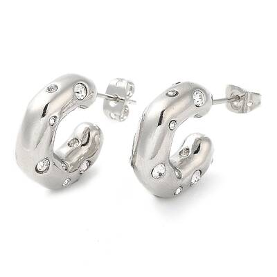 Rack Plating Brass Round with Heart Stud Earrings with Cubic Zirconia