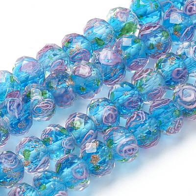 Handmade Gold Sand Lampwork Beads Strands