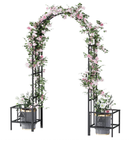 7.5 Ft Metal Garden Arch with Planter Boxes, Black, for Climbing Plants, Outdoor Weddings & Decoration, 79.7×89.5×17.7 inch...
