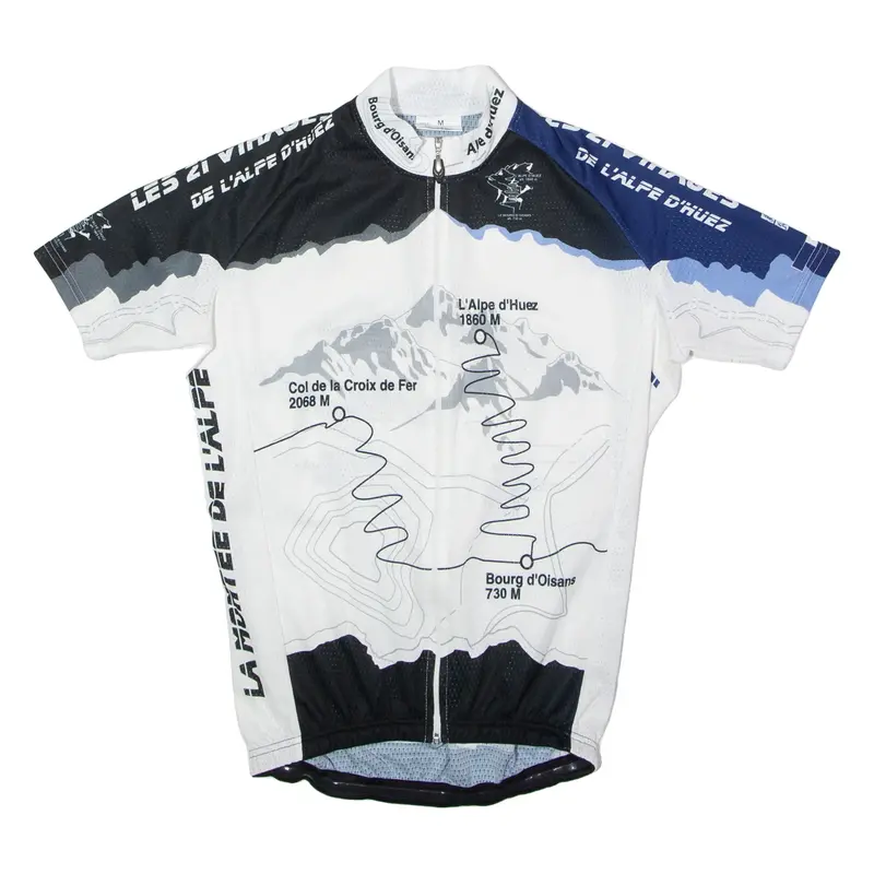 CYCLES ET SPORTS Full Zip Cycling Mens Jersey White High Neck M