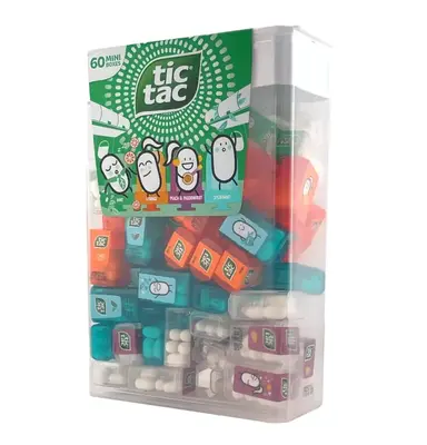 Box with 60 Mini Boxes (Mint, Orange, Spearmint, Peach and Passion fruit) 234g by Tic Tac
