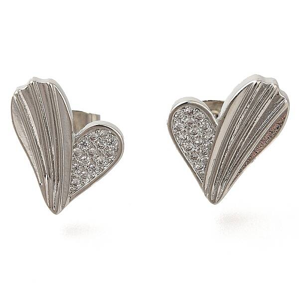 Brass Pave Clear Cubic Zirconia Stud Earrings