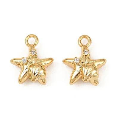 Ocean Theme Brass Micro Pave Cubic Zirconia Charms
