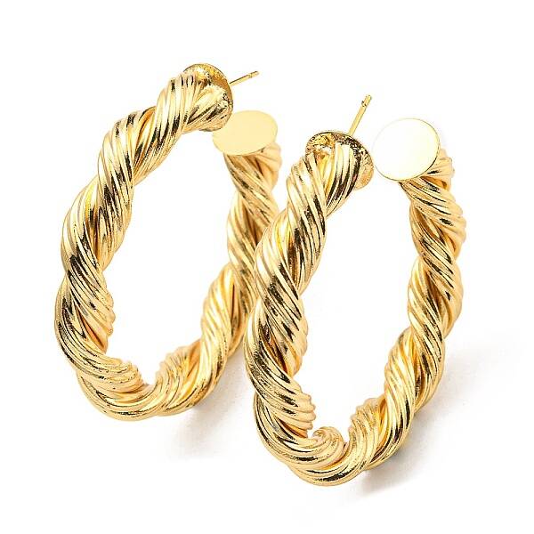 Rack Plating Brass Twist Round Stud Earrings