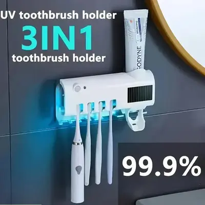 FANJUN-AMTECH Portable Rechargeable Wall-Mounted Holder withAuto Shut-off for Effective Cleaning and AirDrying, Toothbrush St...