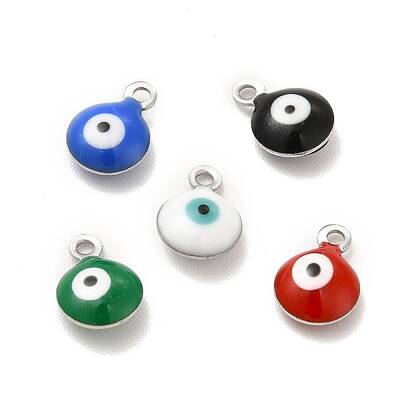 304 Stainless Steel Evil Eye Enamel Charms