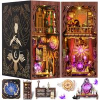 TOKMOC 3D DIY Wooden Puzzle Tarot Booknook Kit,Mysterious Tarot Book Nook Kits, Bookshelf Miniature House Kit Dollhouse,with ...