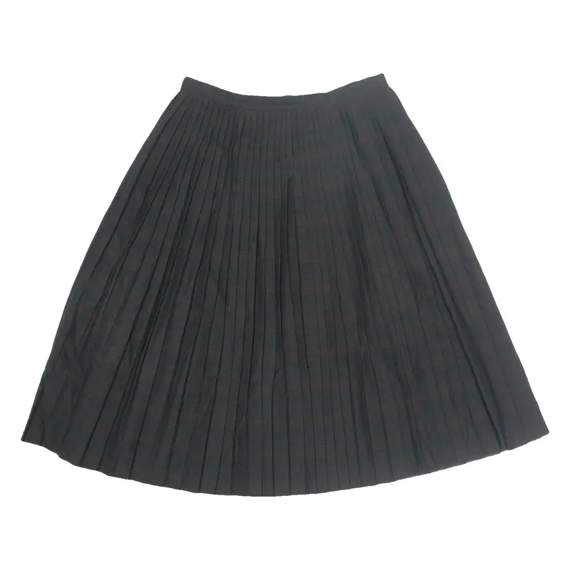 Womens Pleated Skirt Brown Midi S