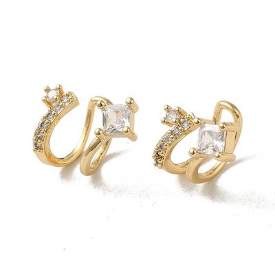 Brass Micro Pave Cubic Zirconia Cuff Earring