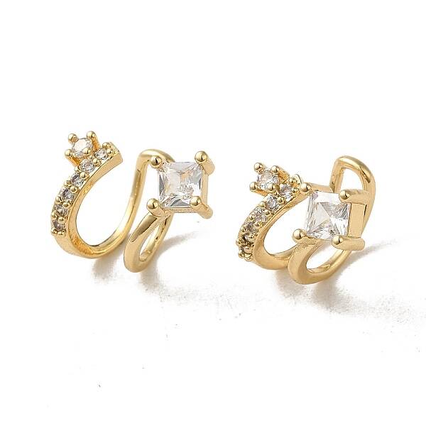Brass Micro Pave Cubic Zirconia Cuff Earring