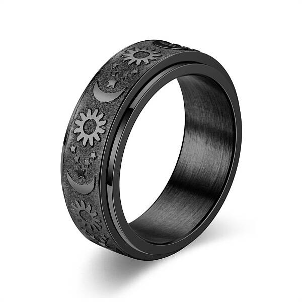 Star & Moon & Sun Stainless Steel Rotatable Finger Ring