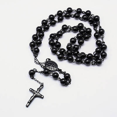Men's Rosary Bead Necklace with Crucifix Cross