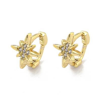 Brass Micro Pave Cubic Zirconia Hoop Earring