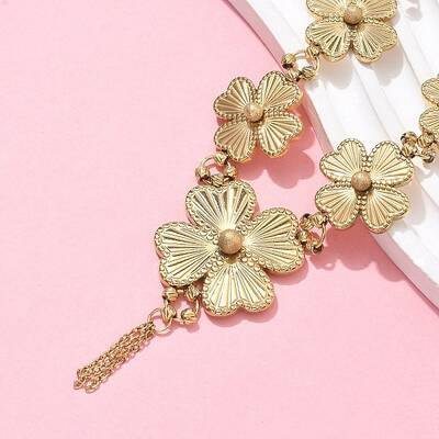 304 Stainless Steel Flower Pendant Bib Necklaces for Women