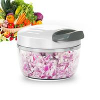 Manual Food Processor Vegetable Chopper 2.3 Cup Small Mini Hand Pull String Onion Chopper Garlic Mincer Cutter with 3 Stainle...