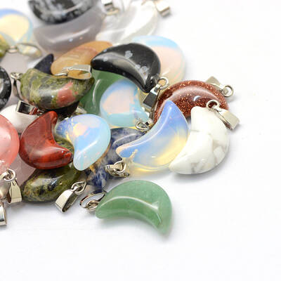 Moon Natural & Synthetic Mixed Stone Pendants